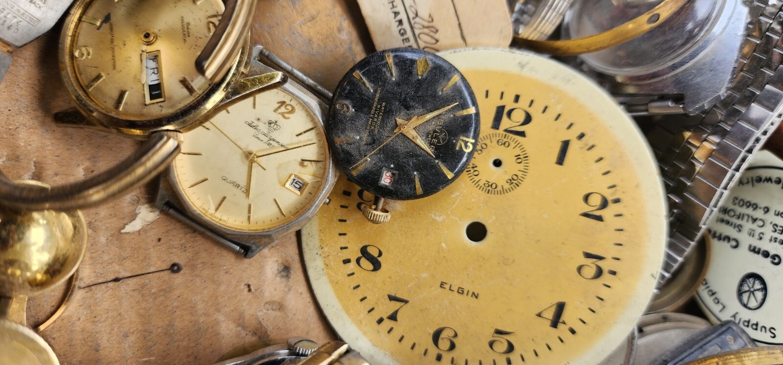 Vintage Pocket & wristband Watches Movements,faces,Crown for parts box #5 W1