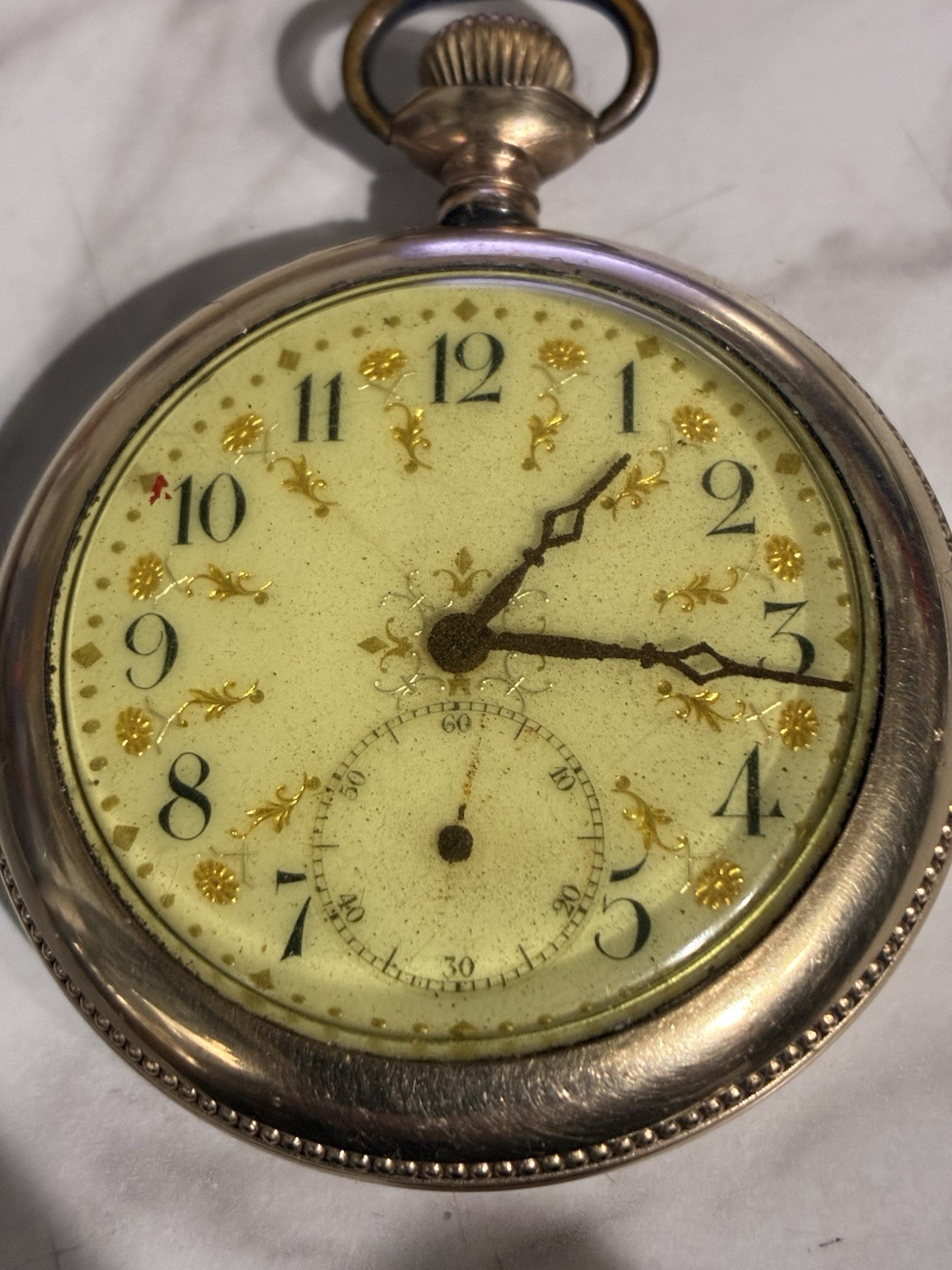 Gold Elects Swiss Pocket Watch 17 Jewels 5 Adjustments Fancy Gold Applied Dial