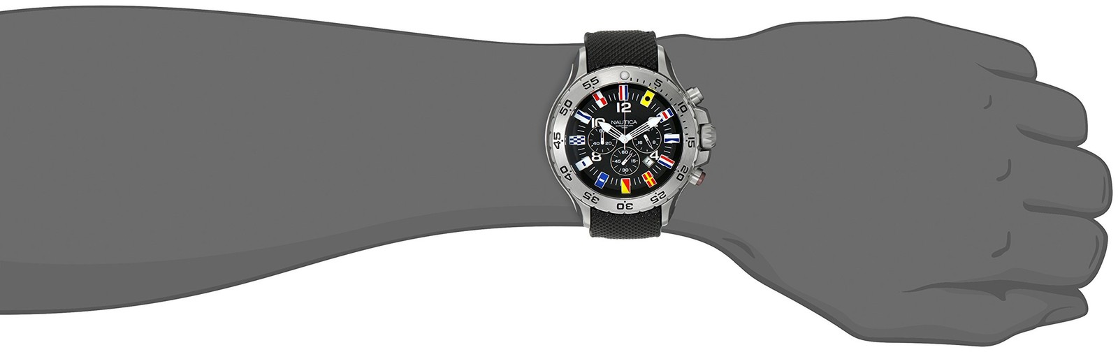 Nautica Men’s NST Chronograph Watch Black/Black-Flags/Silver