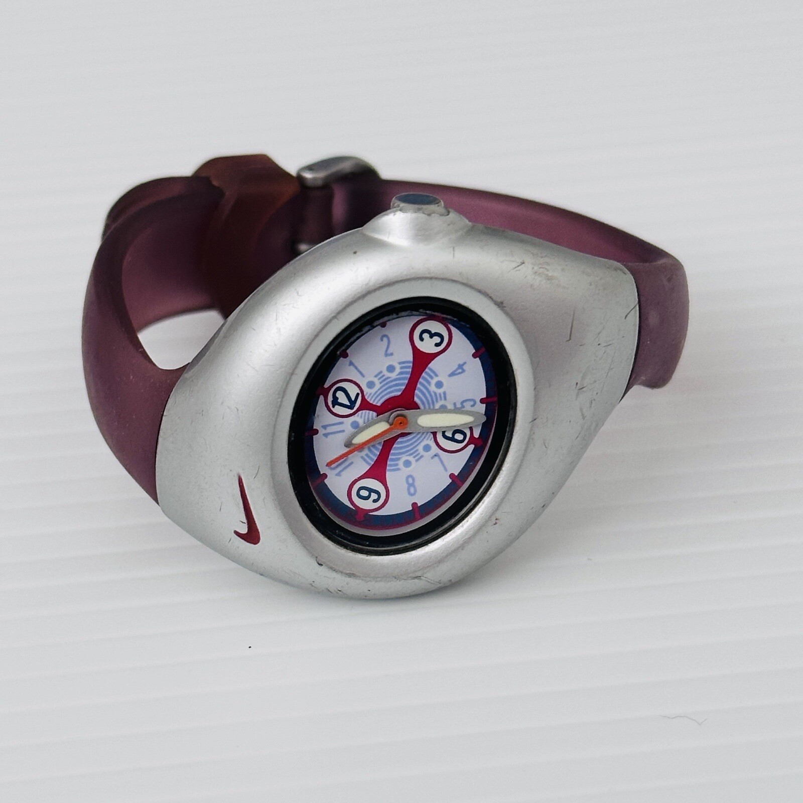 Vintage NIKE Triax Pink Sports Watch Splat – Silicone Band Silver – PARTS ONLY