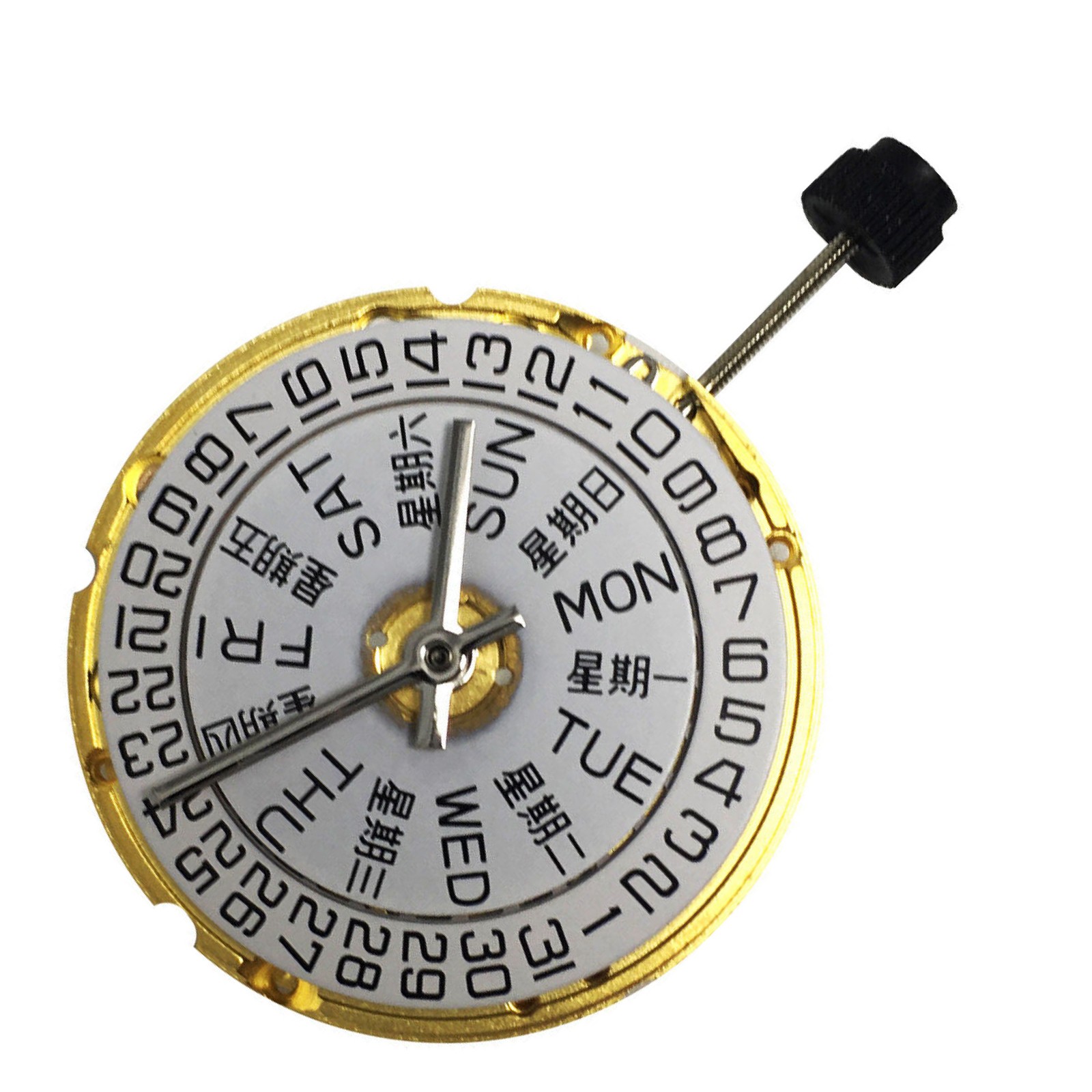 White/Gold Day/Date@3 Automatic Watch Movement For ETA 2836-2 SELLITA SW220 H