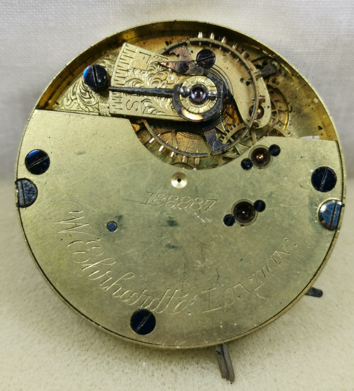 W. Ehrhardt Watch Company London Pocket Watch Movement 41.3 mm Parts/ Repair!