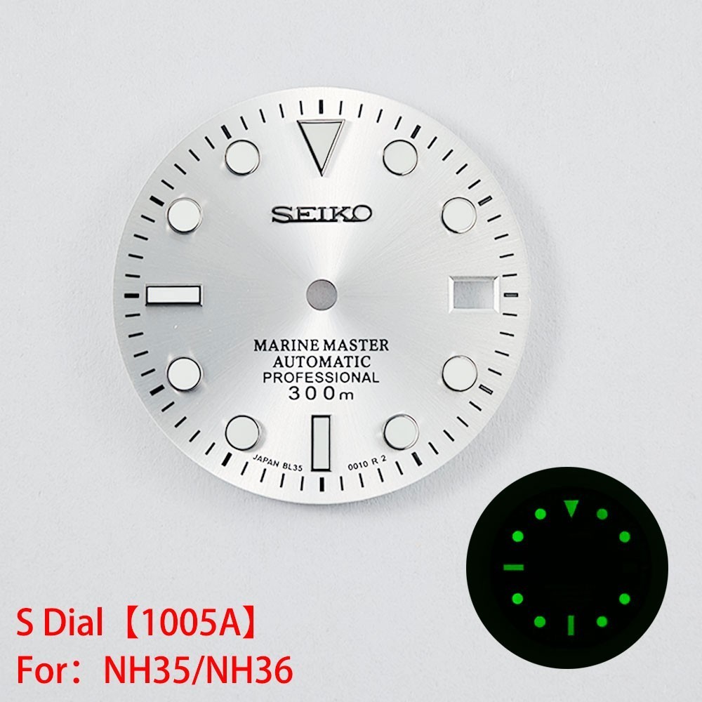28.5mm Seiko Sunburst Watch Dial Green Luminous Fit NH35 NH36 Movement