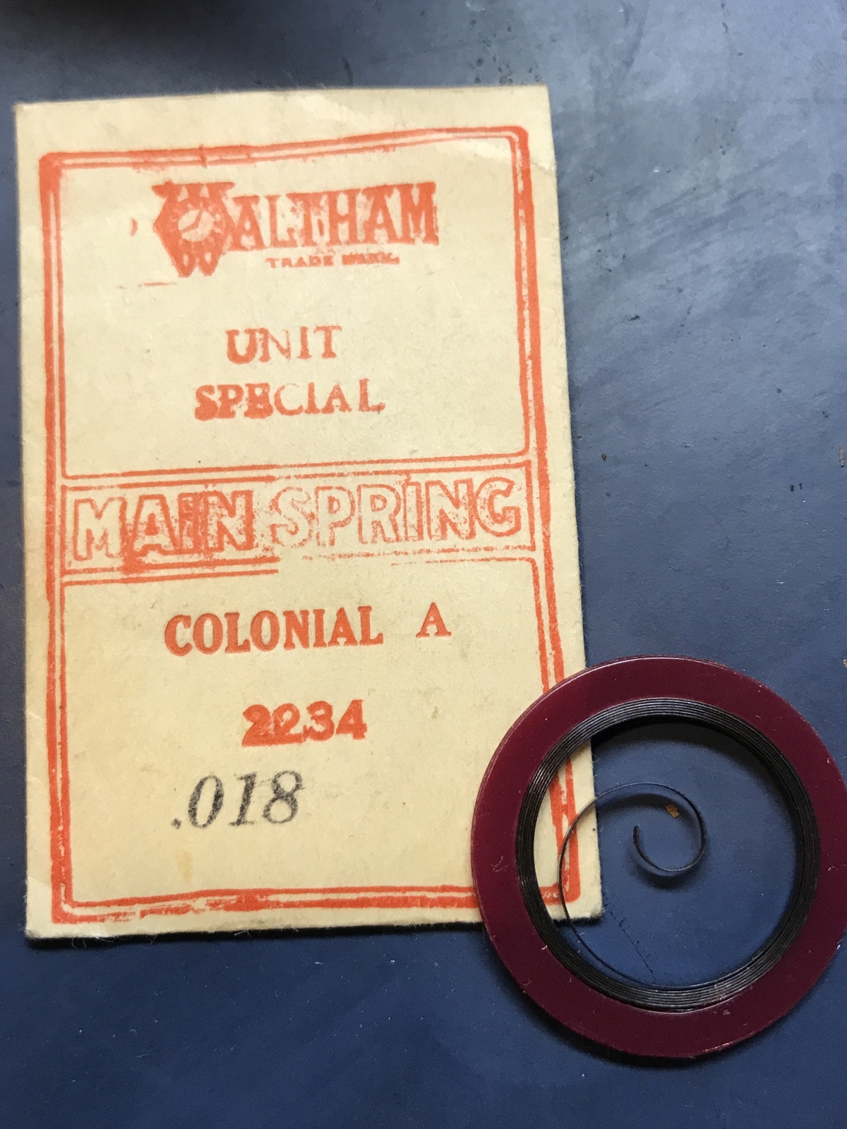 Waltham Factory Mainspring for 10s – 14s Colonial A No. 2234 – Steel