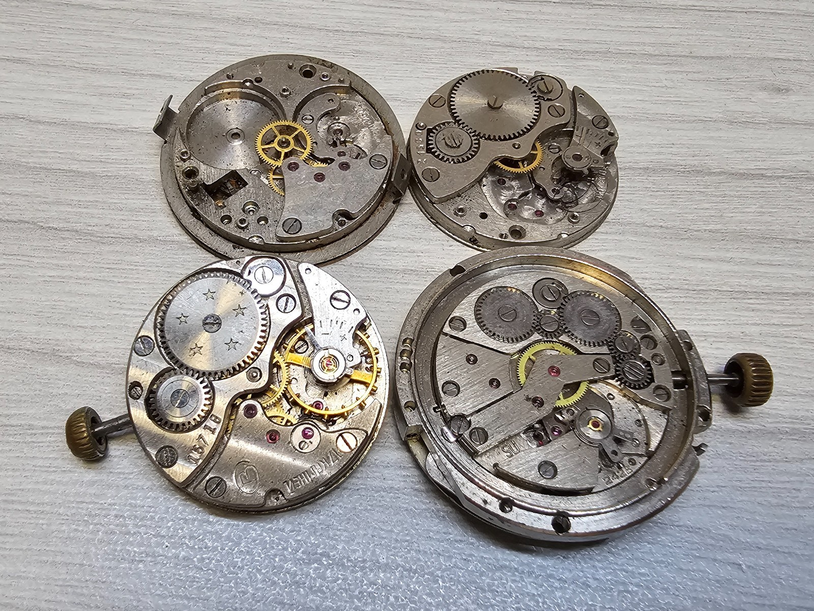 Soviet Vintage Movement Zim Slava Vostok USSR Mechanical Watch Mechanisms 4 pcs