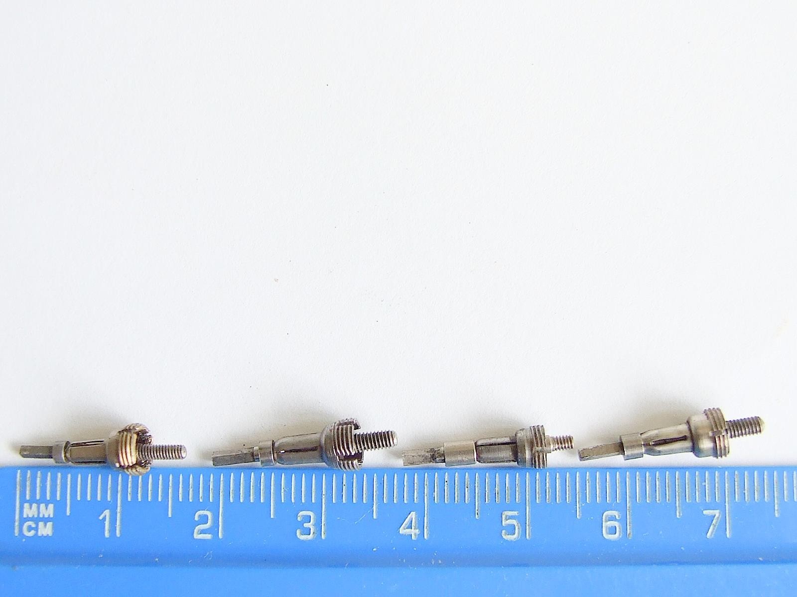 4 x American mixed pocket watch stems & sleeves for Waltham, Elgin etc