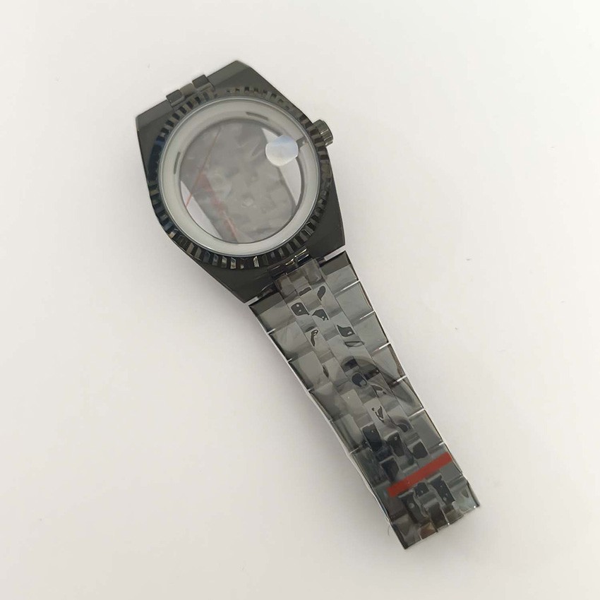 39.5MM Steel Watch Case Strap Magnifying Sapphire Glass For NH35/NH36 Movement