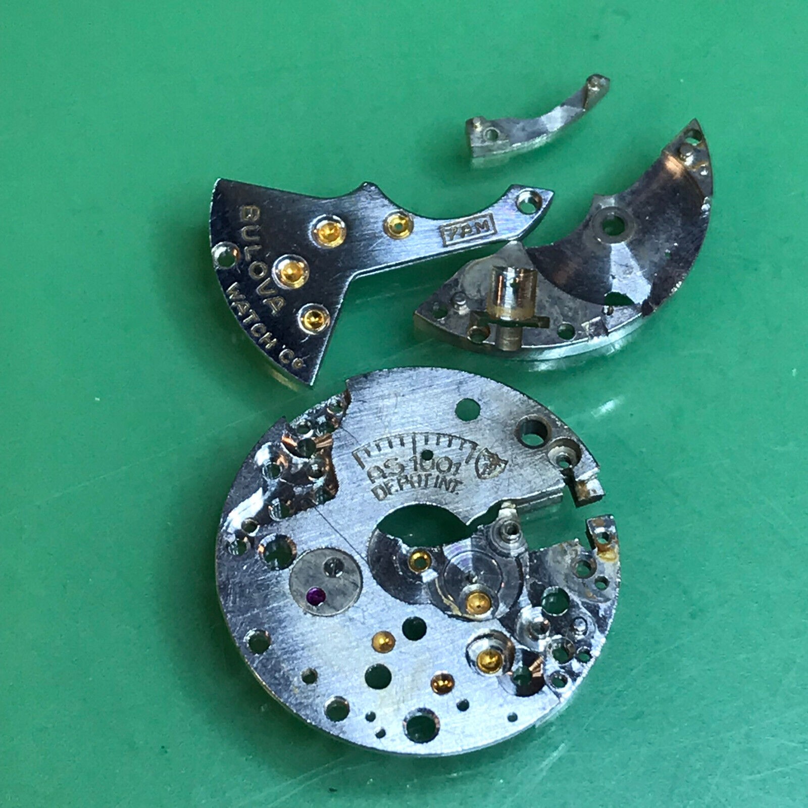 Bulova Cal. AS1001 7AM Main Base Plate w/Bridges Watch Parts V36