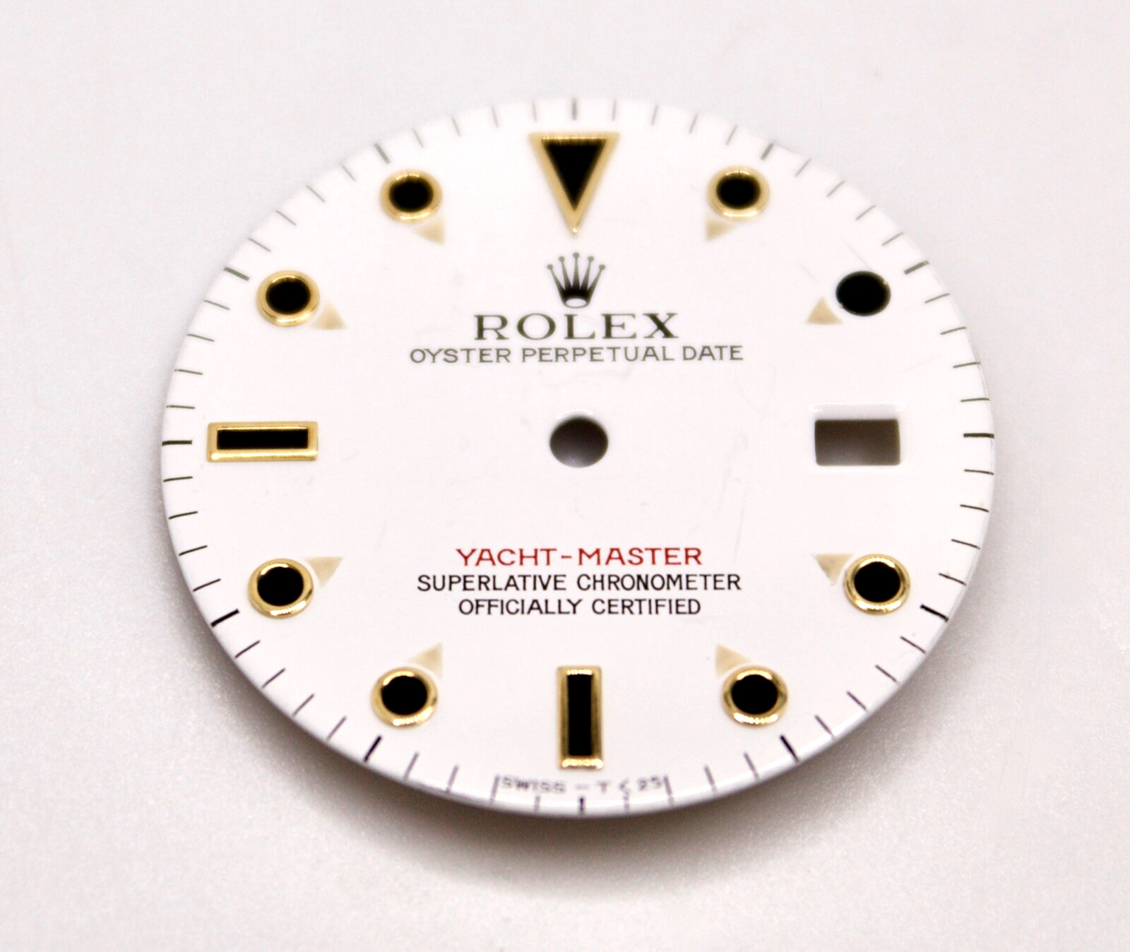 Damaged Rolex Yacht Master Dial 36mm White Two Tone YG with Date 16628