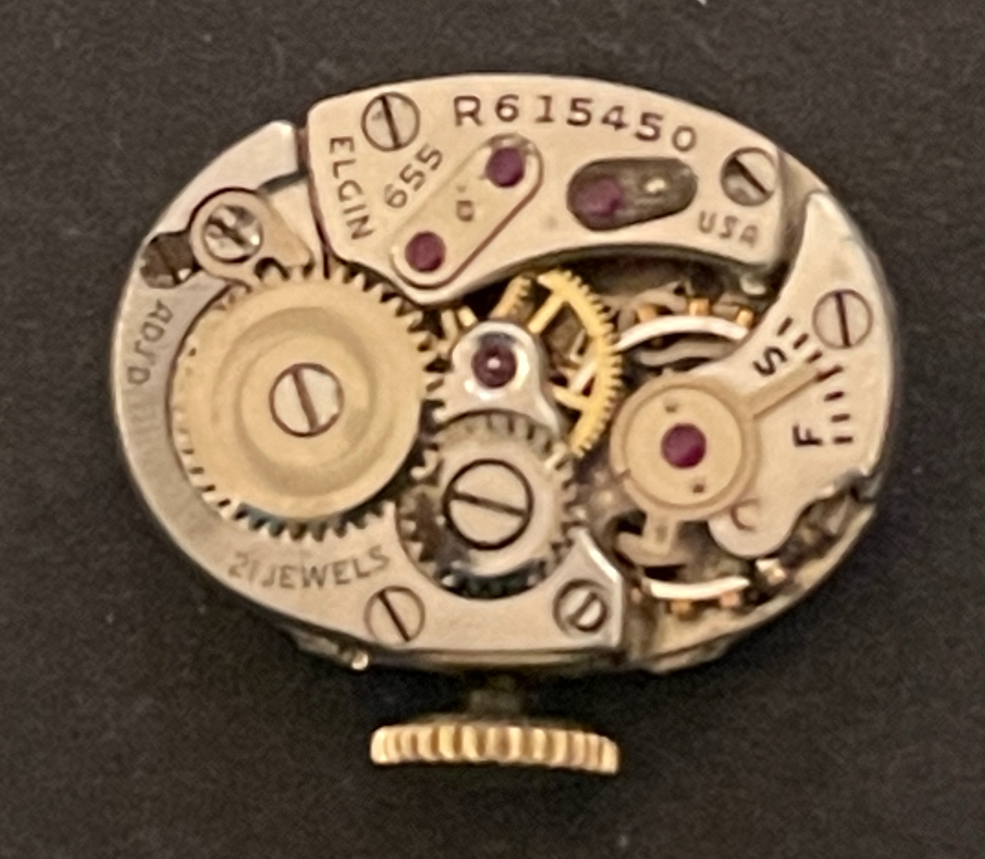 Vintage Lady Elgin Cal 655 Women’s Watch Movement Ladies Parts/Repair 21j USA