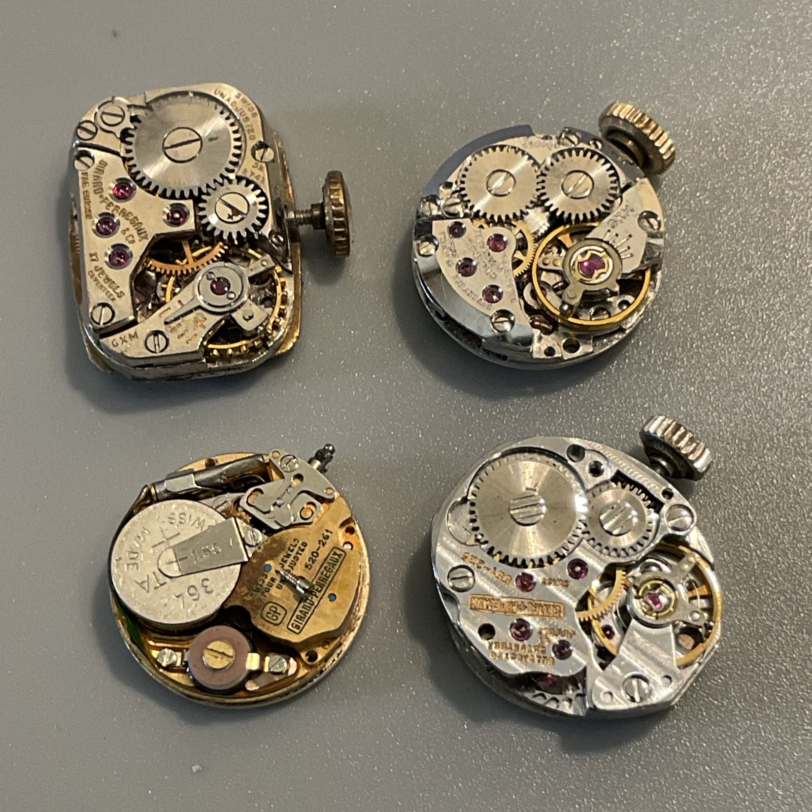 Lot 4 Vintage Girard Perregaux Quartz Wind Up Mechanical Watch Movement Ladies