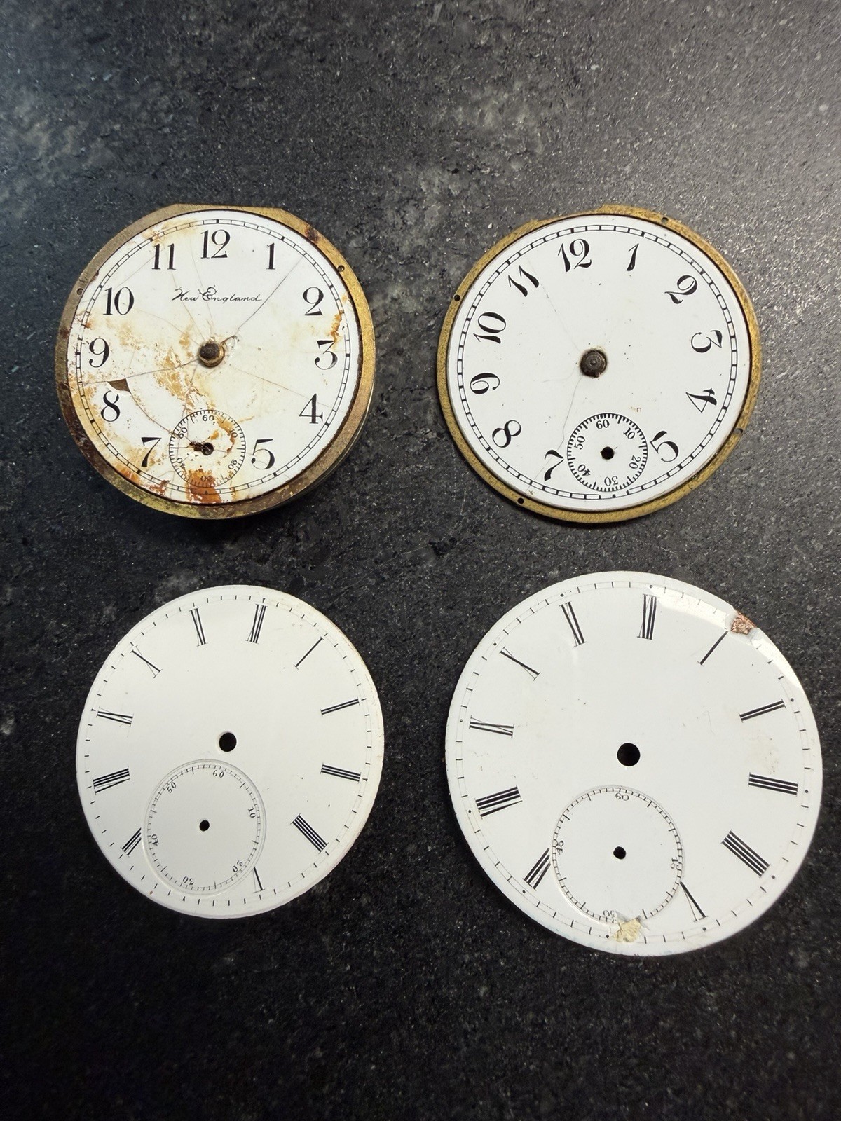 Porcelain Watch Dial Lot 33 Pocket Watch Faces Elgin Waltham Parts Repair Art
