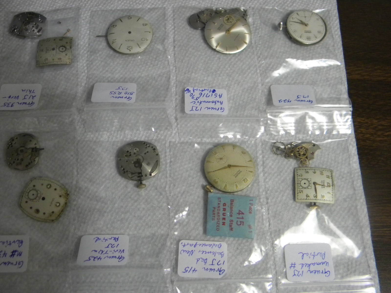 Gruen Lot 15J to 21J Wrist Watch Movements to Repair or for Parts Qty 10 Each