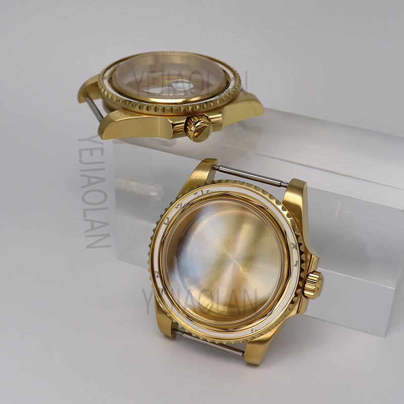 40mm Gold Diver Watch Case Sapphire Glass For Sieko Nh35 Nh36 2824 8215 Movement
