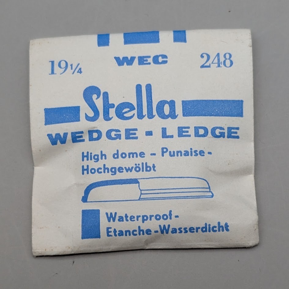 NOS Stella WEC 24.8mm Wedge Ledge High Dome Watch Crystal Size 19 1/4