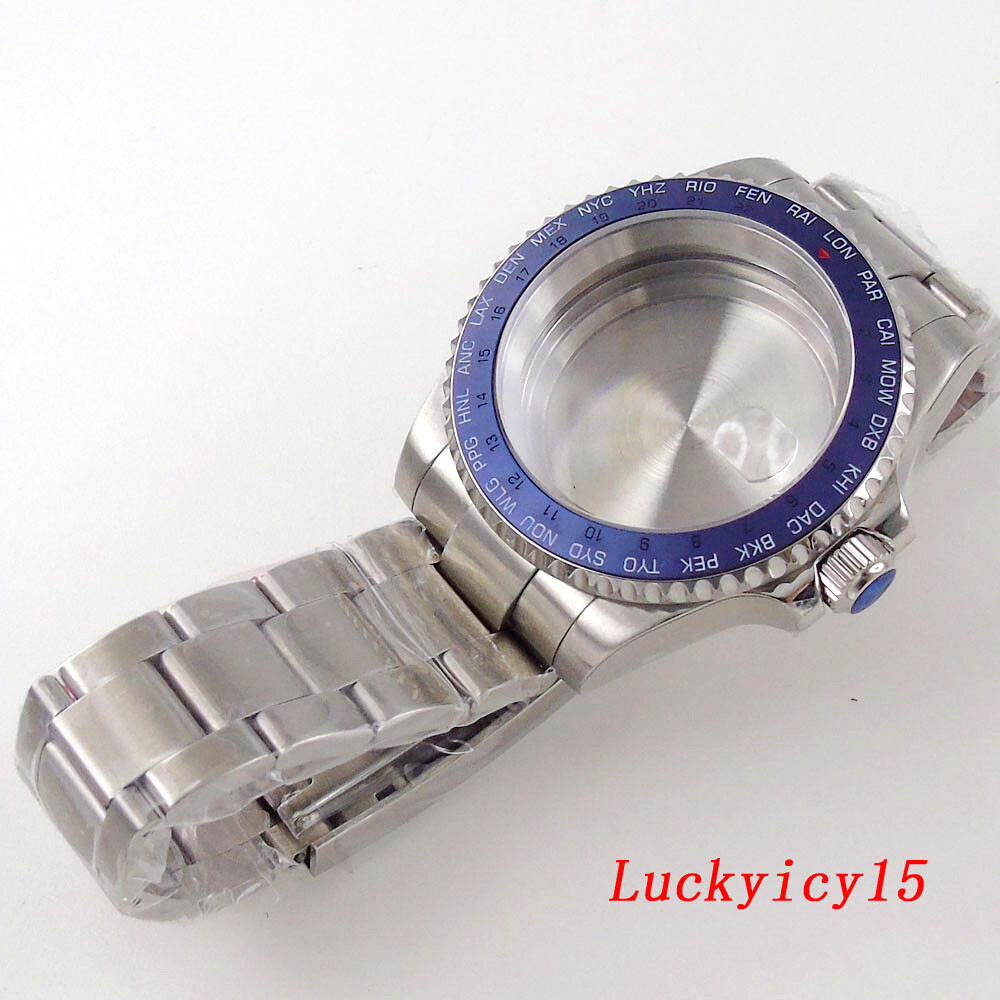 Bliger 40mm Mens Watch Case Fit NH35A NH34 Sapphire Glass Black Ceramic Bezel