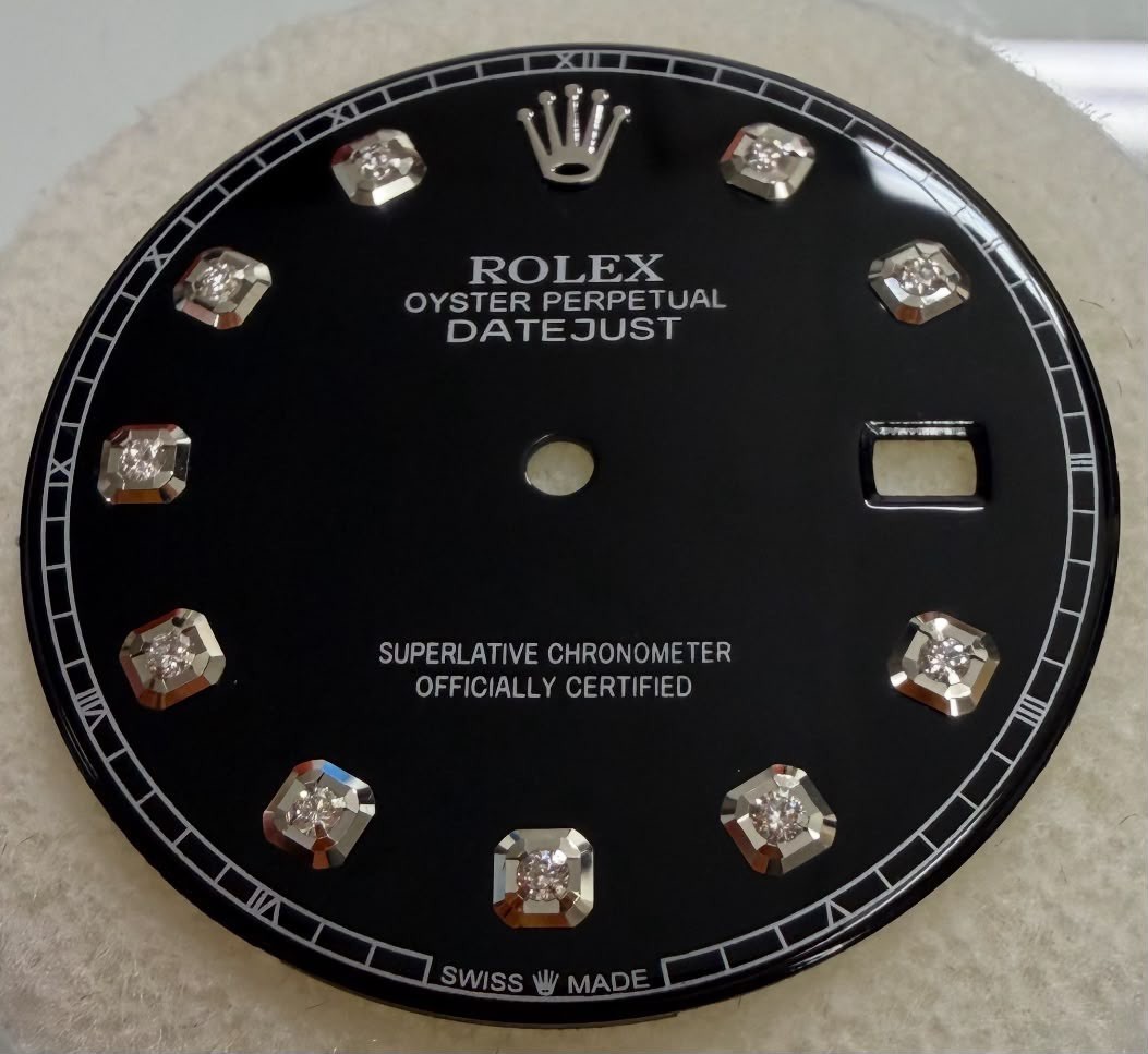 Rolex Mens 41mm Datejust Custom Black Diamond Dial For Ref 126300-126334