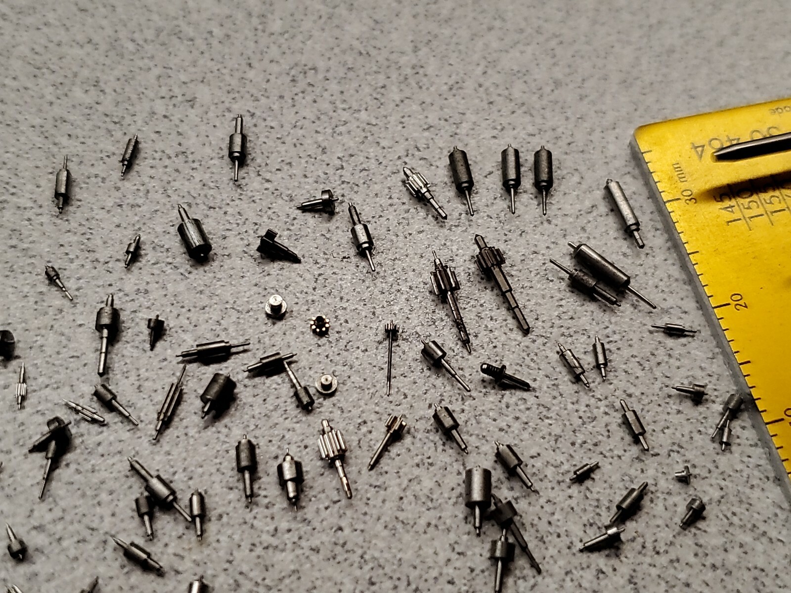 Lot Of 106 Pocket Watch Mixed Parts-Arbors, Pinions, Unfinished Staffs? etc