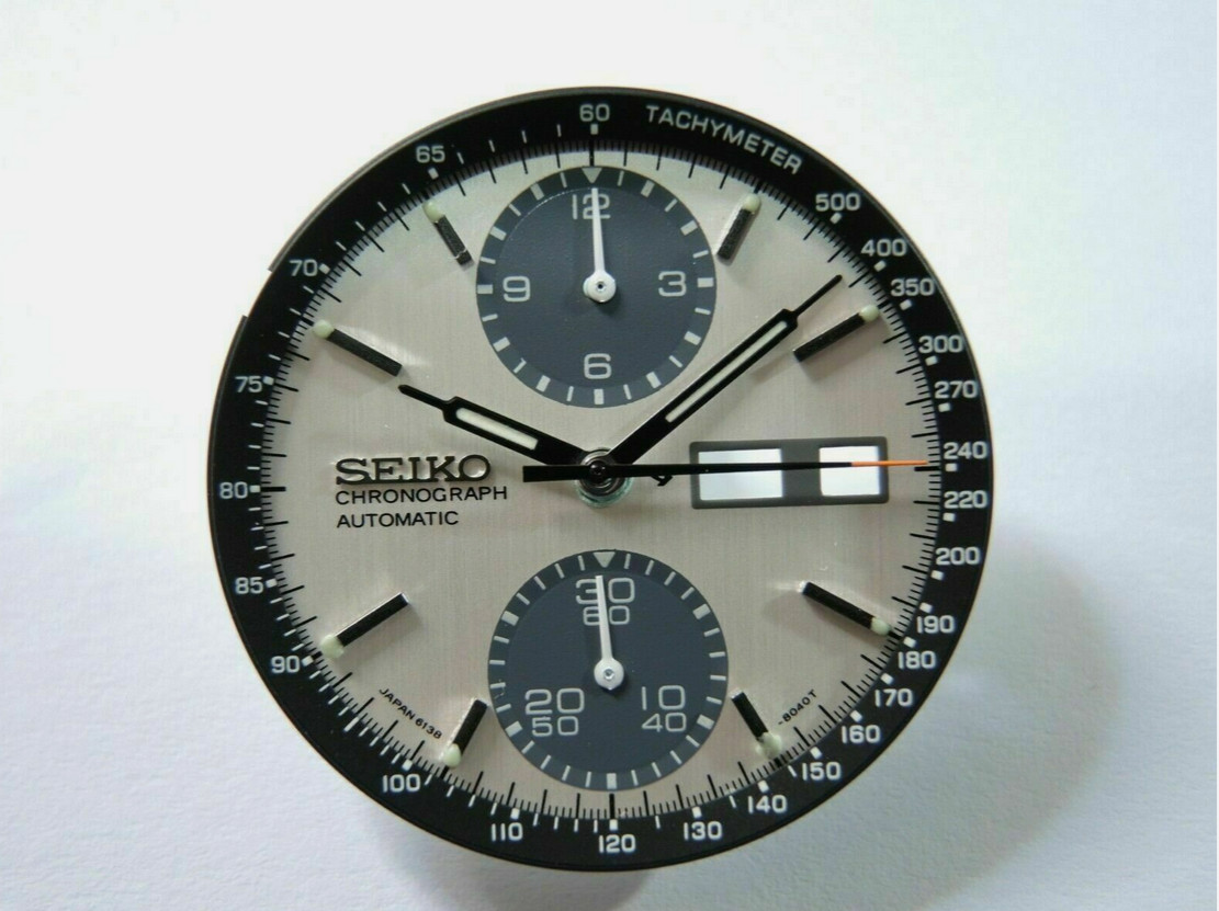 NEW AFTERMARKET SEIKO PANDA BRUSHED FINISHED DIAL, HANDS, INNER RING 6138-8020