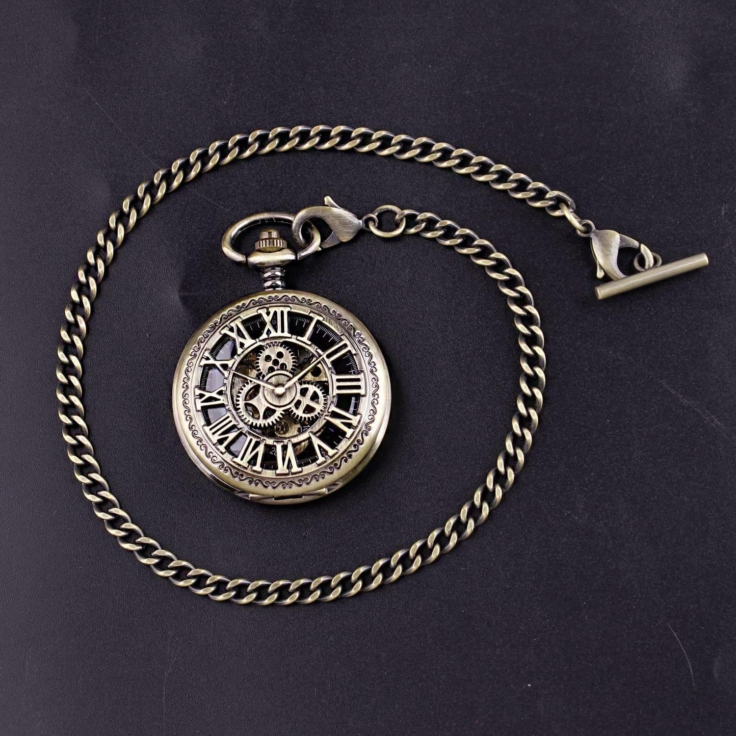 Gold/Silver Customizable Pocket Watch14 Inch Chain with Twisted Thick & T Bar…