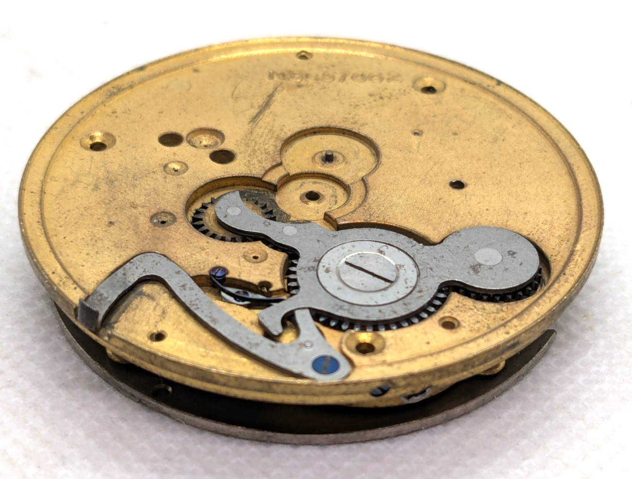 Vintage Pocket Watch Verge Fusee Movement Engraving Brass Components 43 mm