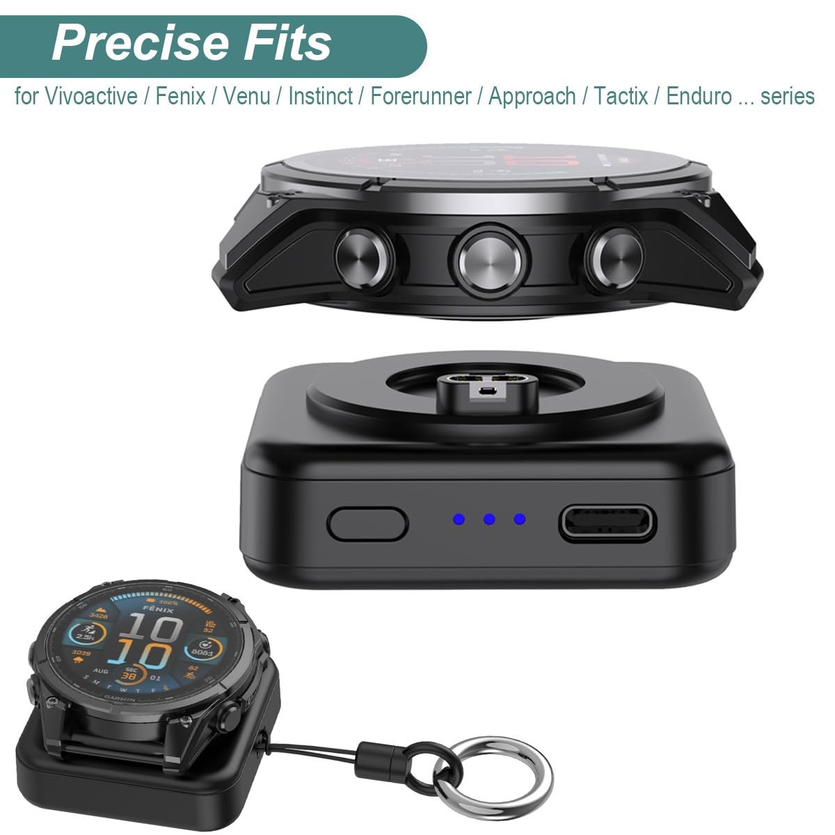 Charger for Garmin Watch 1200mAh Portable Charger for Garmin Vivoactive 6 5,…