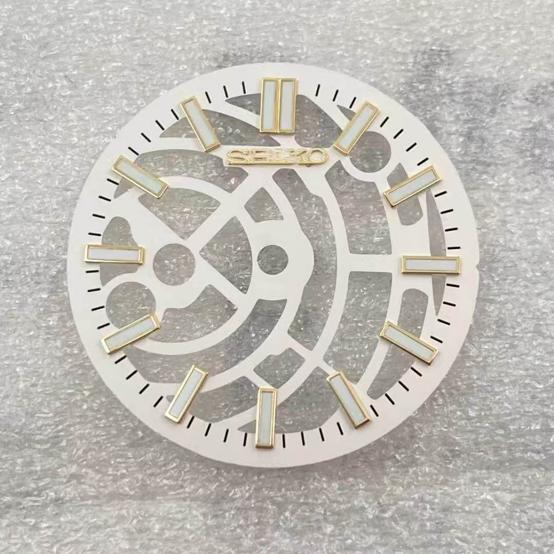 28.5mm Cutout Watch Dial Green Lume for Nh70 NH72 Movement Watch Parts S Logo
