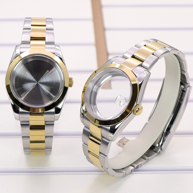 36mm/40mm Gold And Silver Watch Case Oyster Strap For Seiko Nh35 Nh36/38Movement