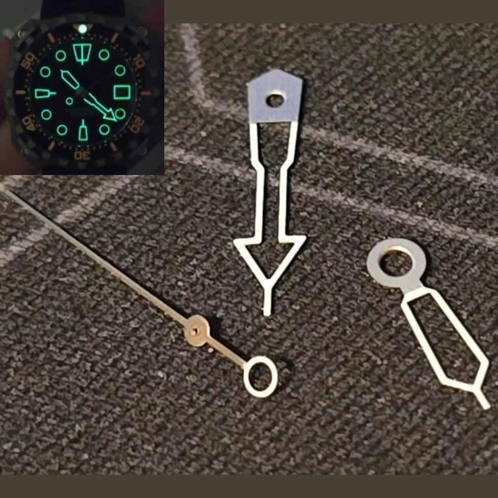 Green Luminous Watch Hands Skeleton White For NH35 NH36 Hand Replacement