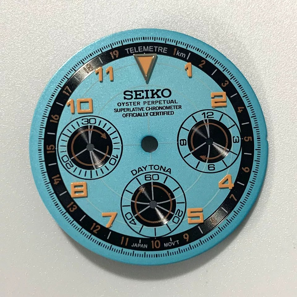 29.8mm Multi-functional Watch Dial Green Luminous For VK63 Movement Accessories