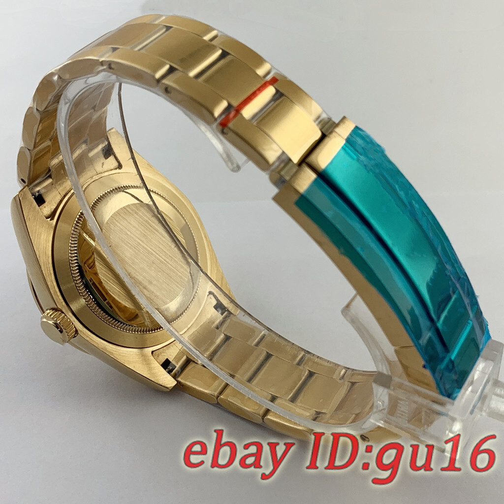 36mm/40mm Gold Oyster strap Watch case Fit NH35 NH36 ETA 2824/2836 Miyota 8215