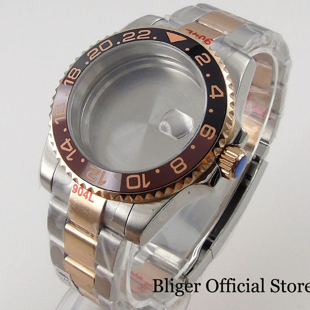 BLIGER fit NH35A NH36A ETA 2824 MIYOTA 8215 Two Tone Rose Gold Watch Case Oyster