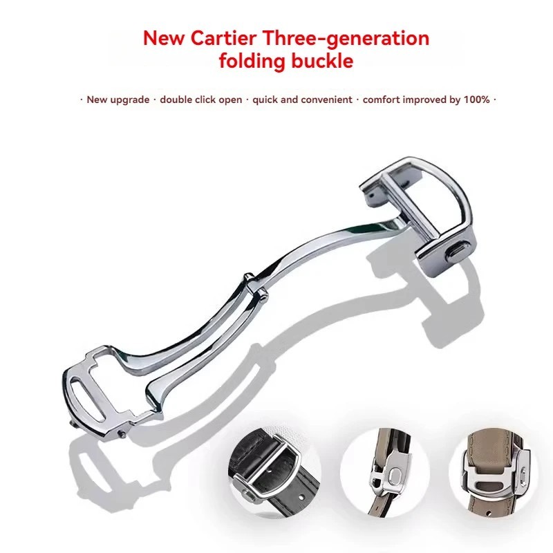 StainlessSteel Folding Buckle For Cartier Blue Ballons Pasha Santos Watch Buckle