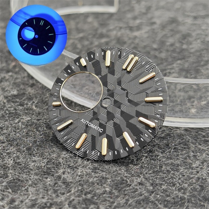 28.5mm NH38 Dial Skeletonized Dial Green Lume Fits NH34 NH38 Movement Nh34 Dial