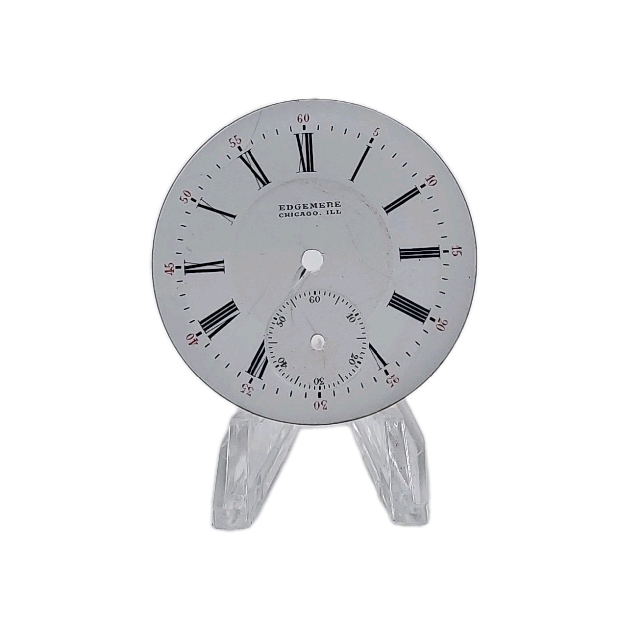 Edgemere 42.7mm Chicago Double Sunk Enamel Pocket Watch Dial Only 1984