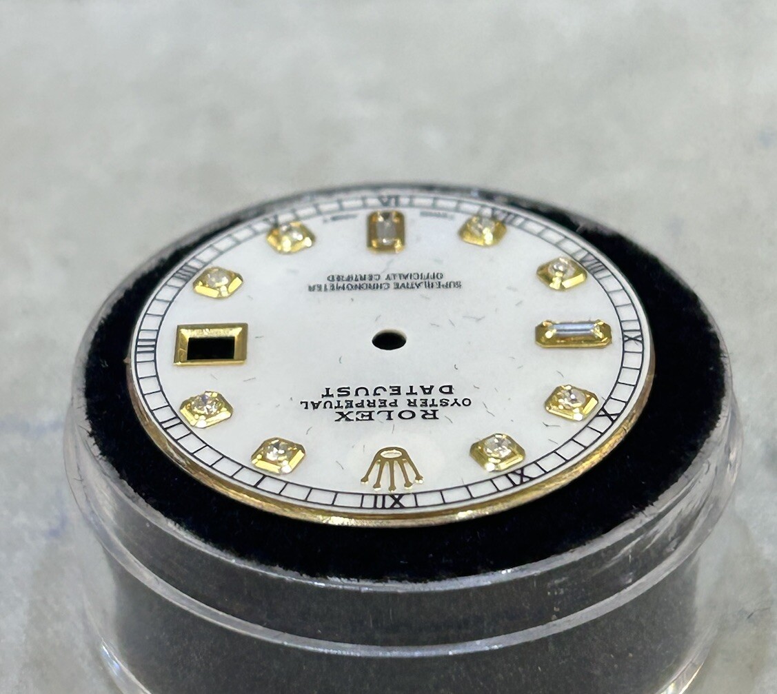 Rolex NonQuick Datejust Custom White MOP Baguette Diamond Dial For Model 1603