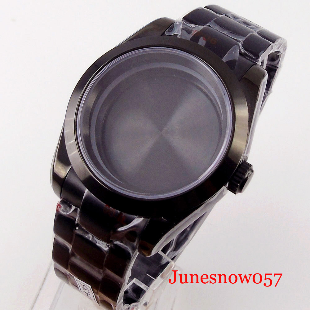 fit NH35A NH36A MIYOTA 8215 Black PVD Polished 39mm Watch Case Glide Lock
