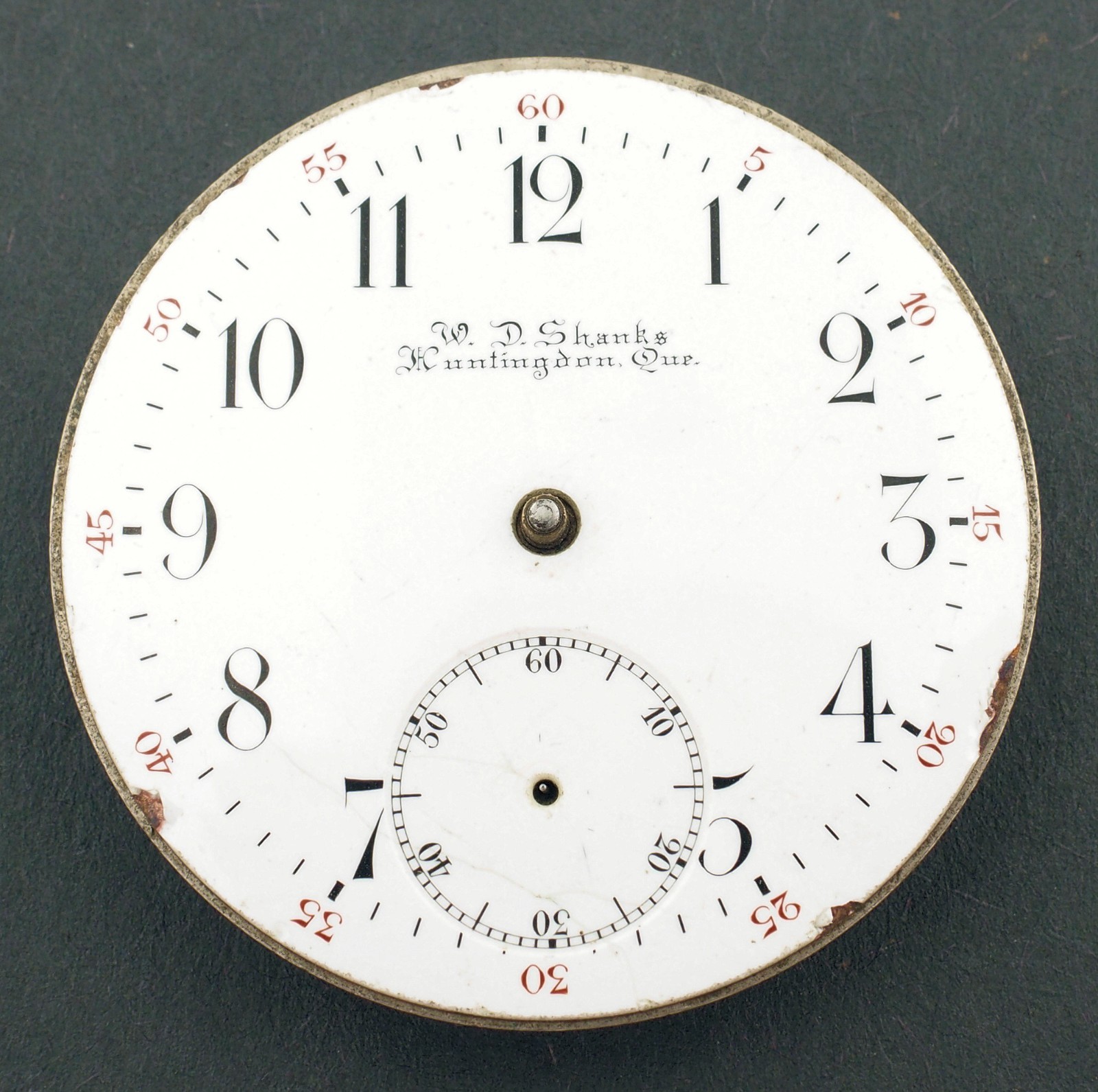 PARTIAL Swiss WD Shanks Quebec 42.8mm Pocket Watch Movement Parts Repair #F374