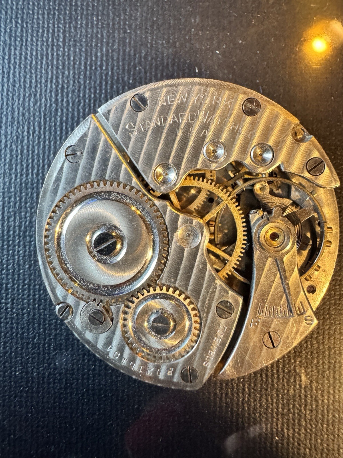 VINTAGE 18S N.Y. STANDARD POCKET WATCH MOVEMENT, NOT RUNNING, Parts?