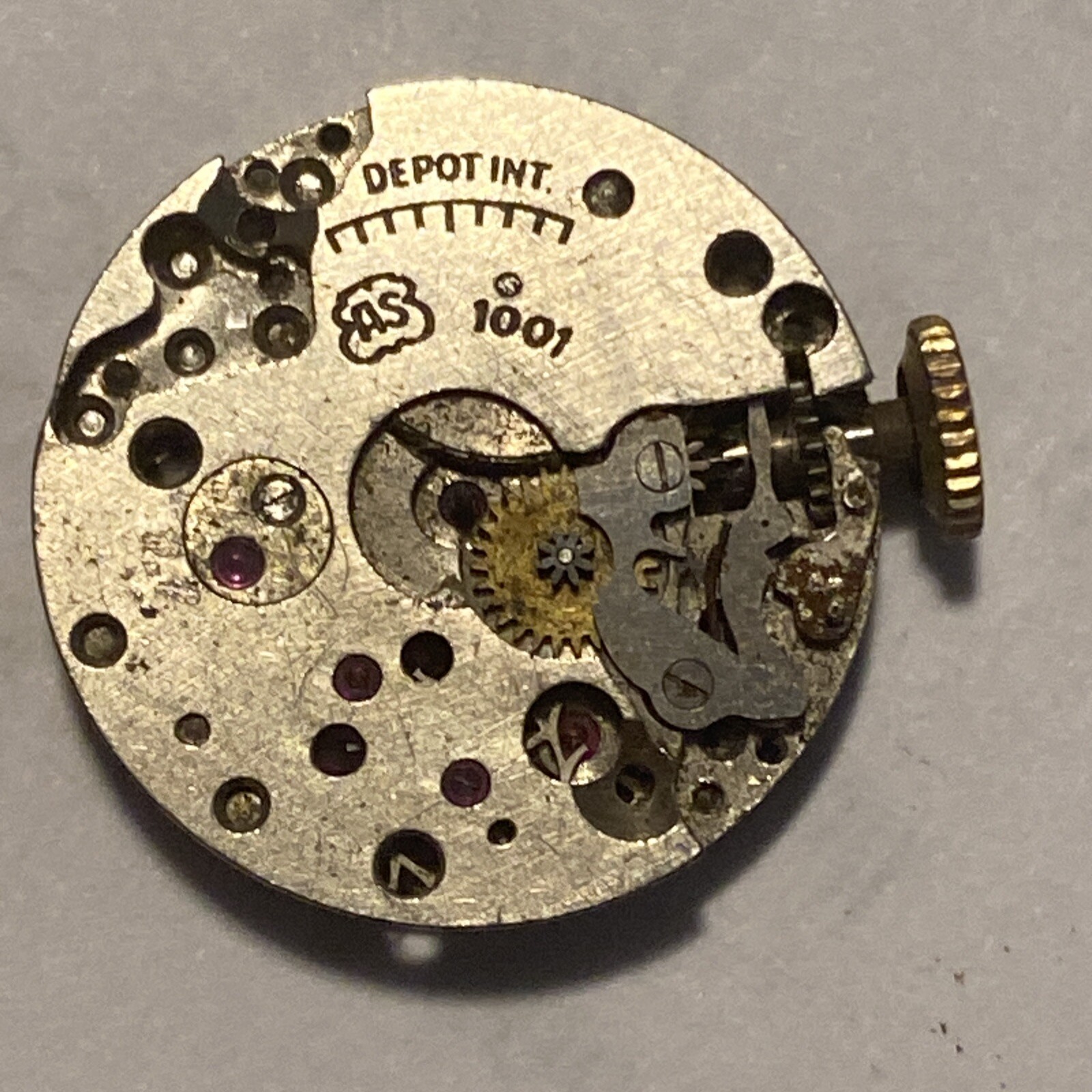 Bulova 7AM AS 1001 Movement 17 Jewel For Parts Or Repair A Schild 1001