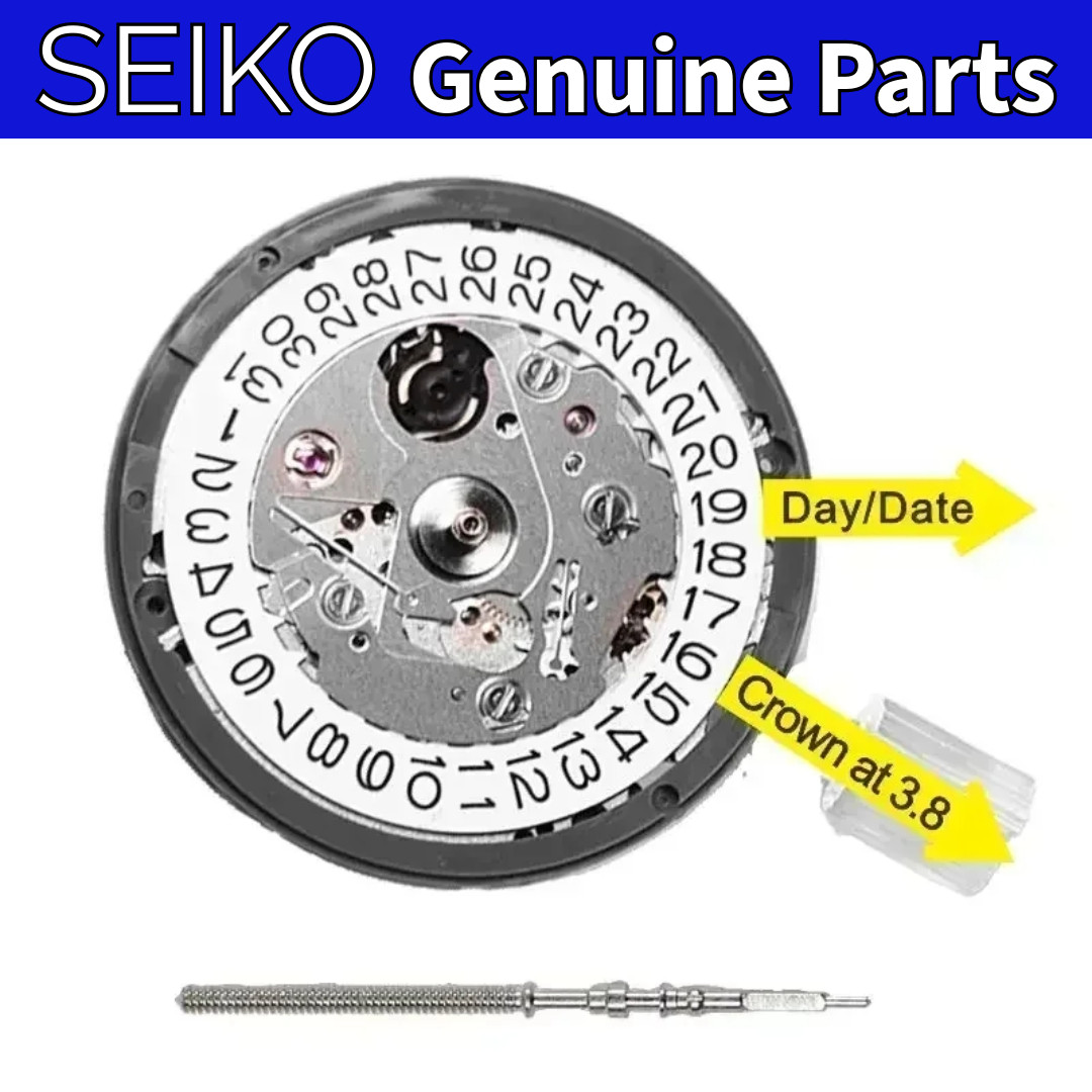 GENUINE Seiko NH35 NH35A Automatic Watch Movement White Date Wheel @ 3 Stem 3.8