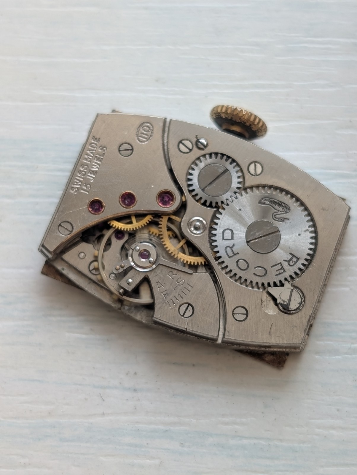 Vintage Record Rectangle 110 Mechanical Watch Movement (Runs)