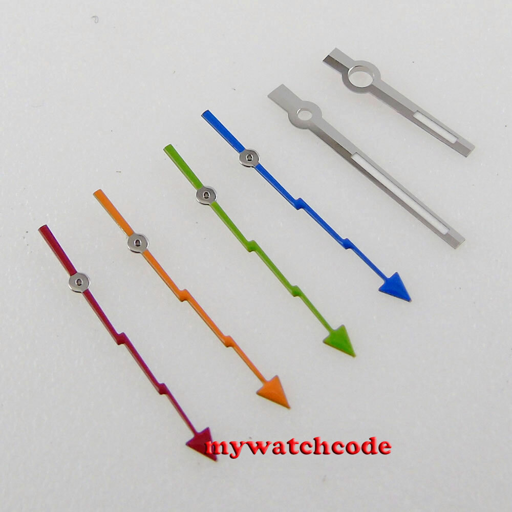 red blue orange hand silver edge white watch Hand fit NH35 NH36 7s26 ETA 2824