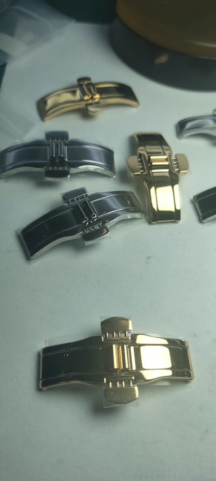 Brand New Genuine Enicar Original unfolded folding buckle Silver and Gold