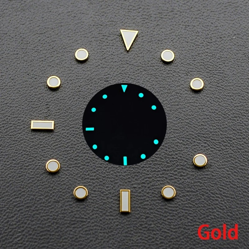 11PCS Watch Dial Hour Markers Blue Green Luminous for Sub GMT Replacement Parts