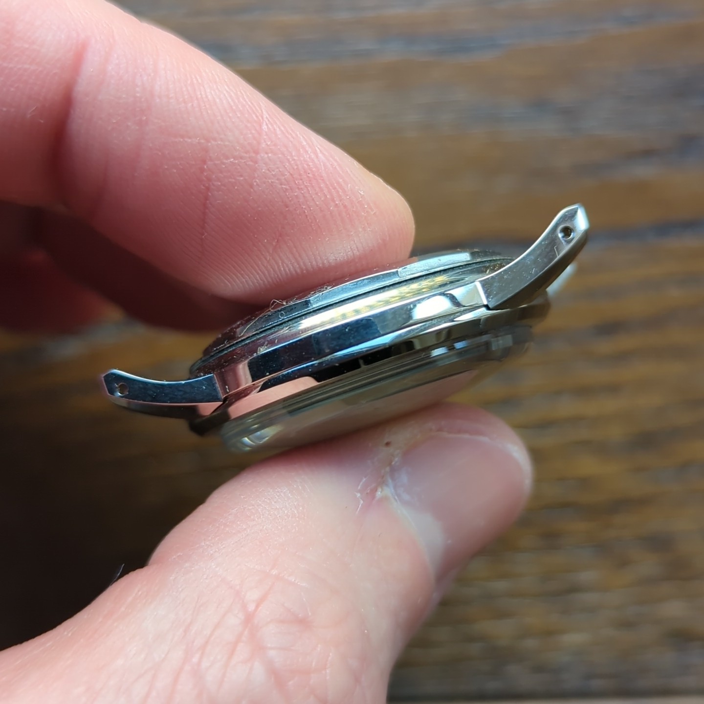 Swiss FHF 73 Ajustor Watch Case, 35mm, All Steel New Old Stock Parts (WT)