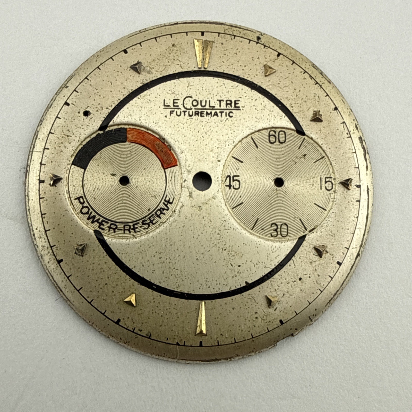 LeCoultre futurematic 497 817 watch part dial with power reserve – As Is