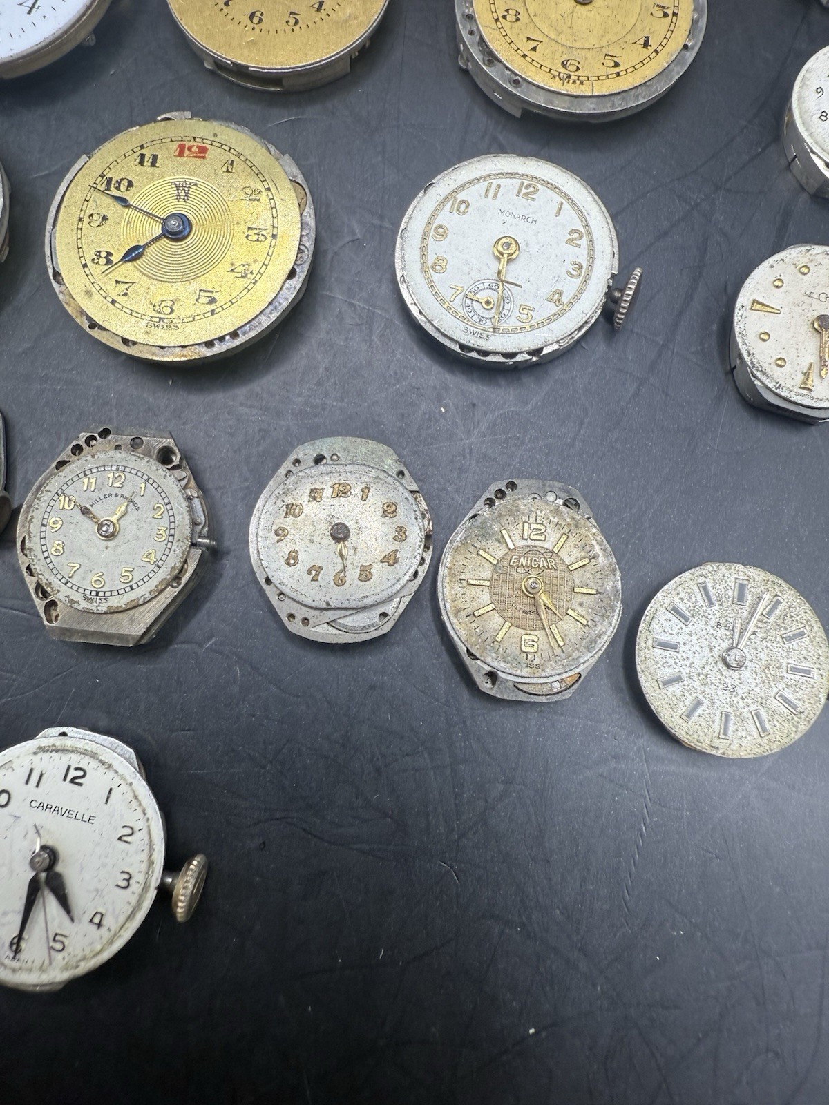 LOT of 36 Vintage Ladies Watch Movements & Dials For Parts/Repair Various Brands
