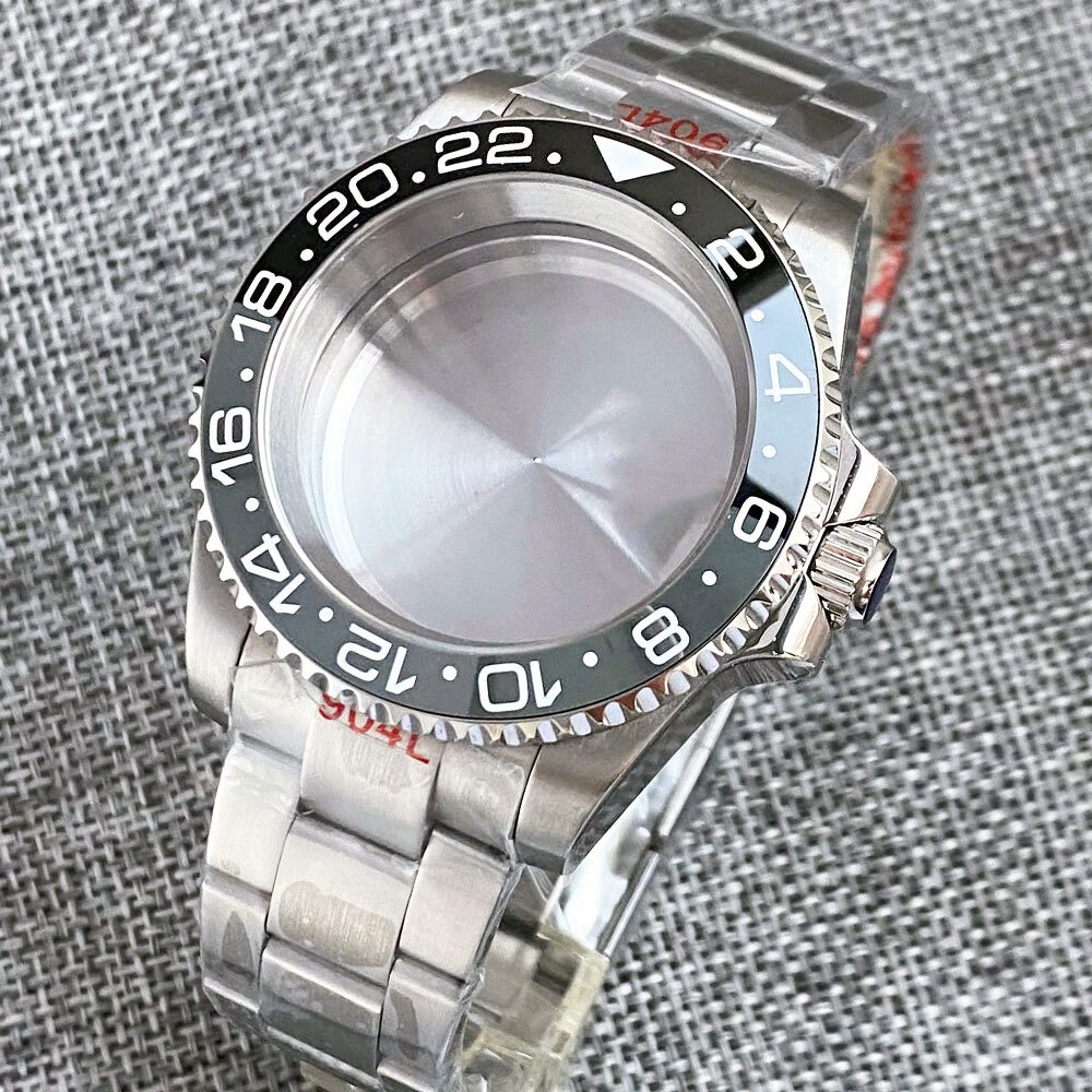 40mm Black gray bezel 120 Clicks Mens Watch Case Fit NH35 NH36 Sapphire Glass