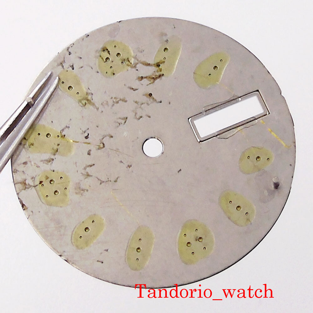 New 29mm Stainless Steel Watch Dial For NH36A Movement Date Week Window Luminous